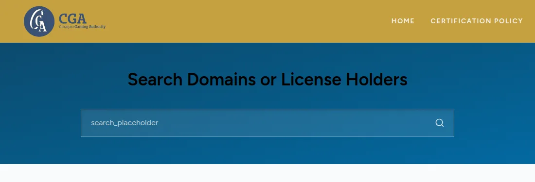 El buscador de certificados de la Curaçao Gaming Authority en cert.cga.cw
